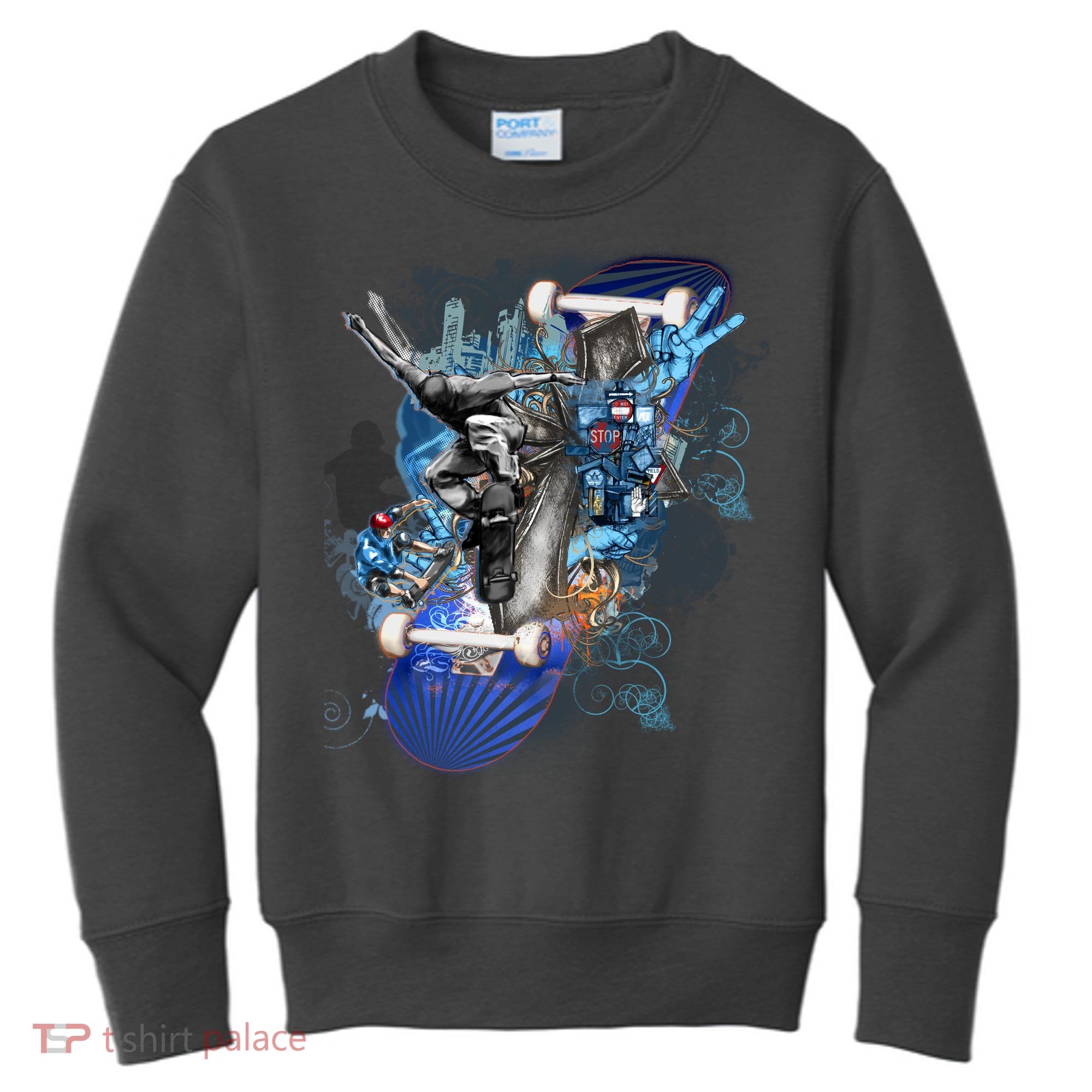 Skateboard Collage Kids Sweatshirt
