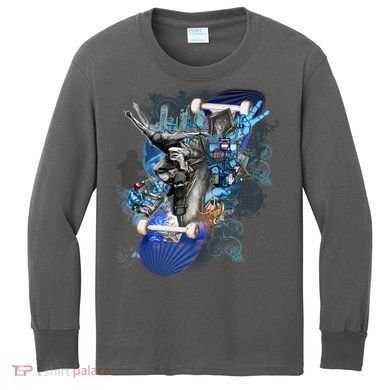 Skateboard Collage Kids Long Sleeve Shirt