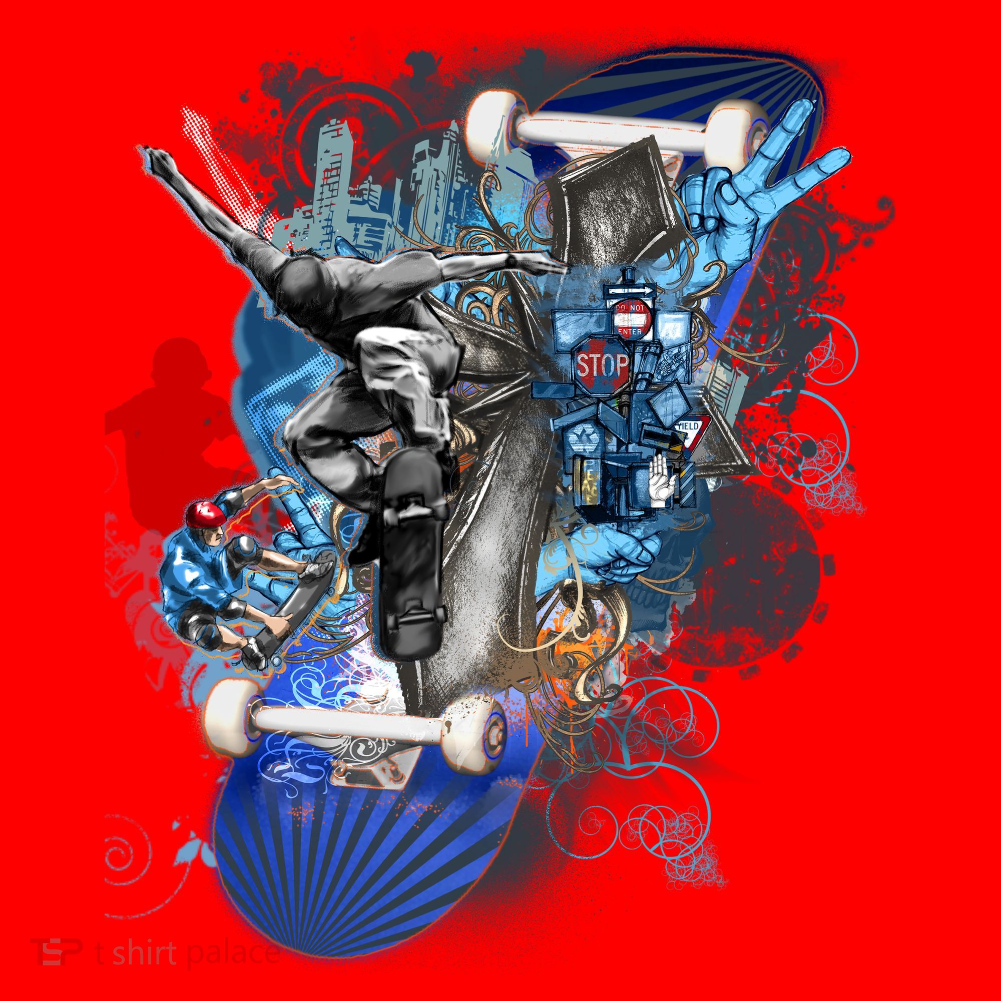 Skateboard Collage Santa Hat