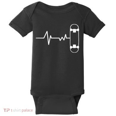 Skateboard Heartbeat Pulse Baby Bodysuit