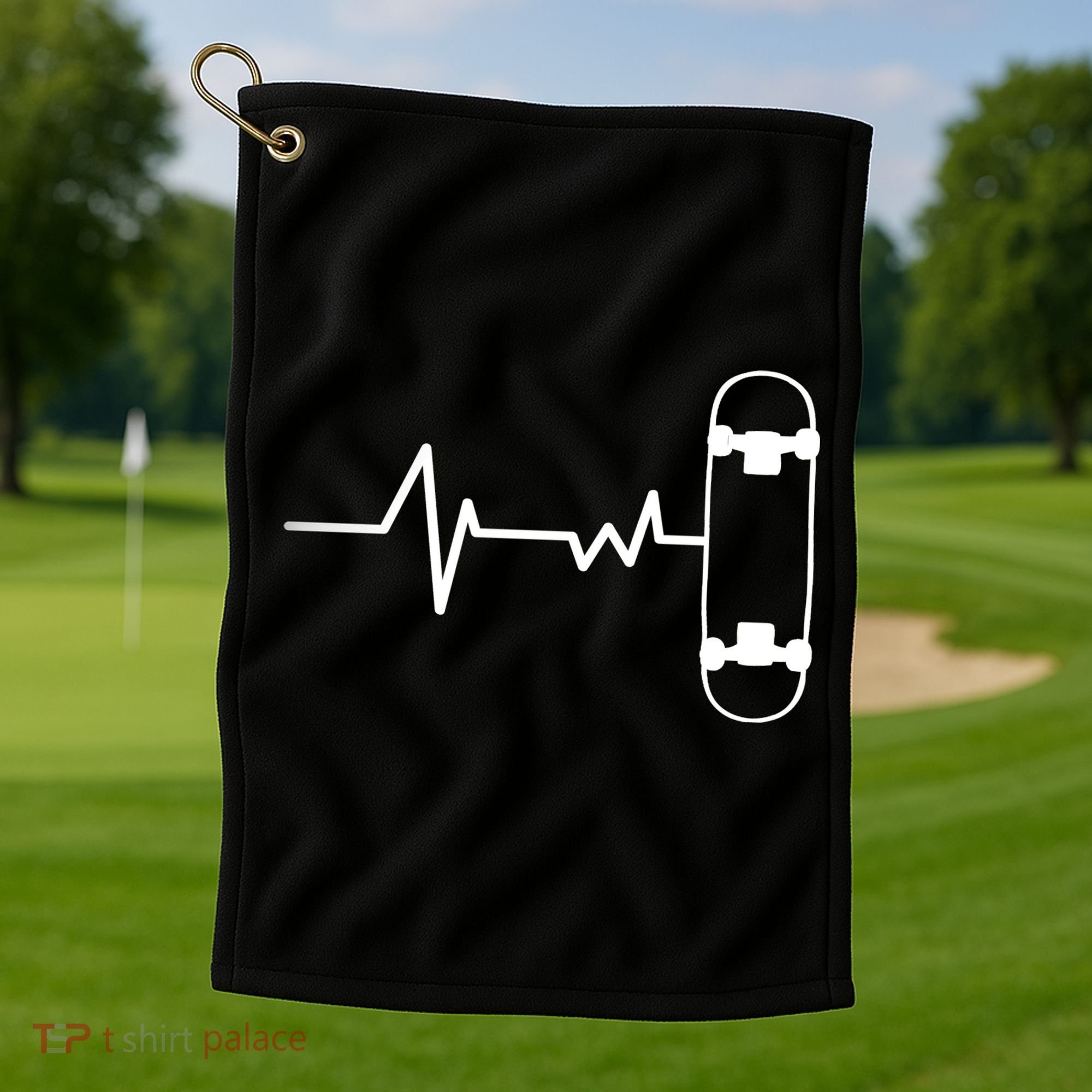 Skateboard Heartbeat Pulse Golf Towel