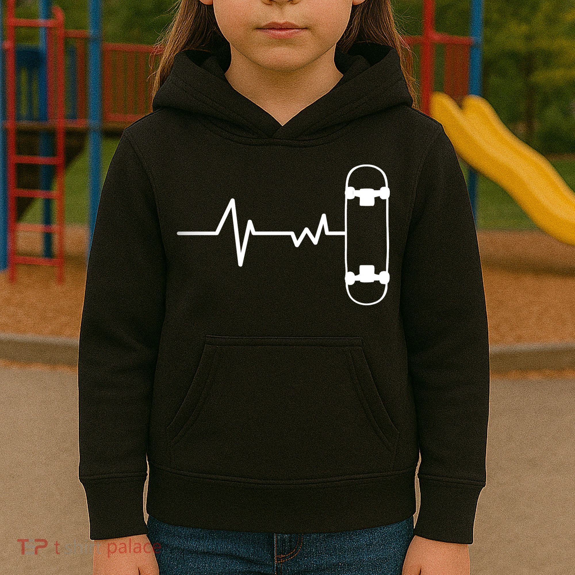 Skateboard Heartbeat Pulse Kids Hoodie
