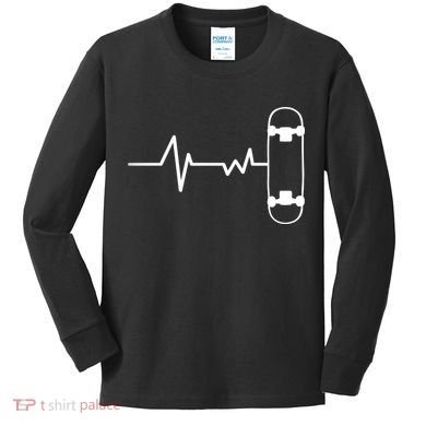 Skateboard Heartbeat Pulse Kids Long Sleeve Shirt