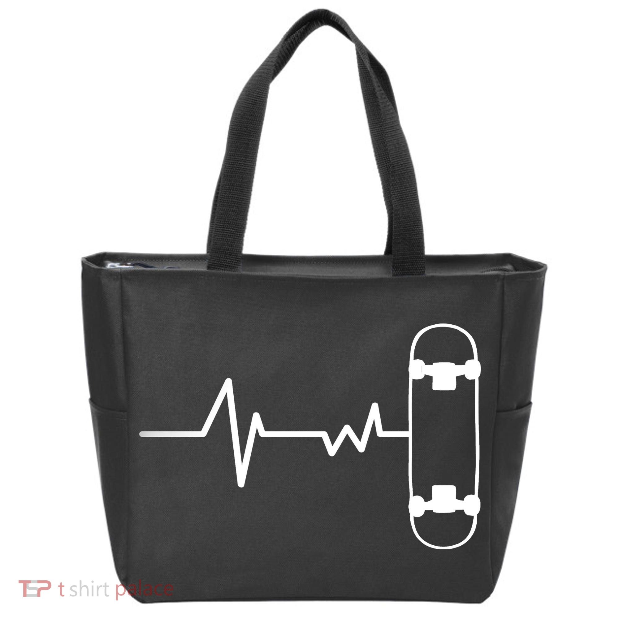 Skateboard Heartbeat Pulse Tote Bag