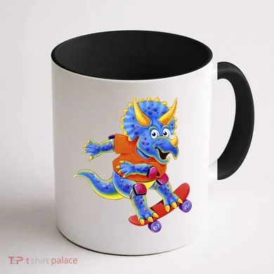 Skateboard Triceratops Coffee Mug back