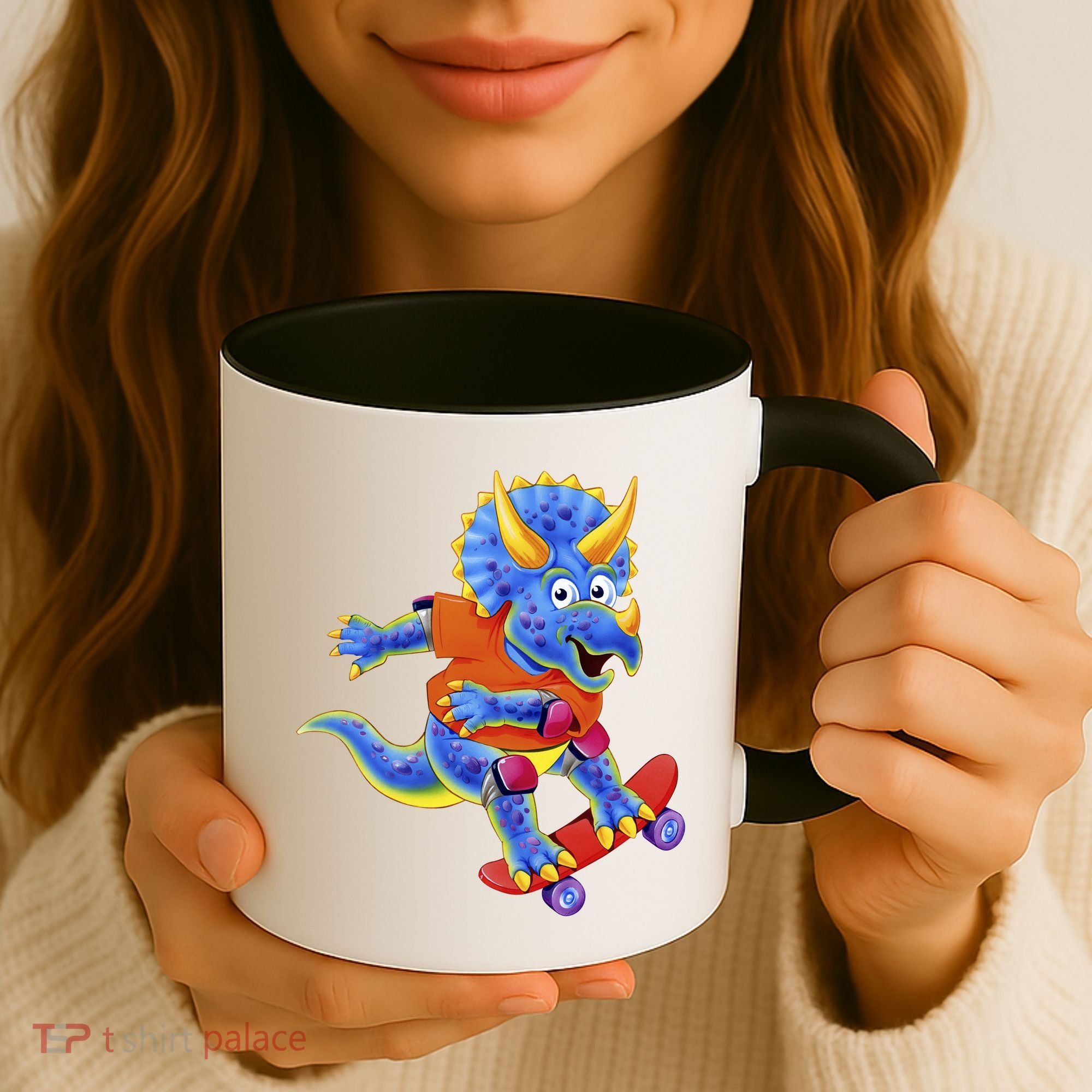Skateboard Triceratops Coffee Mug