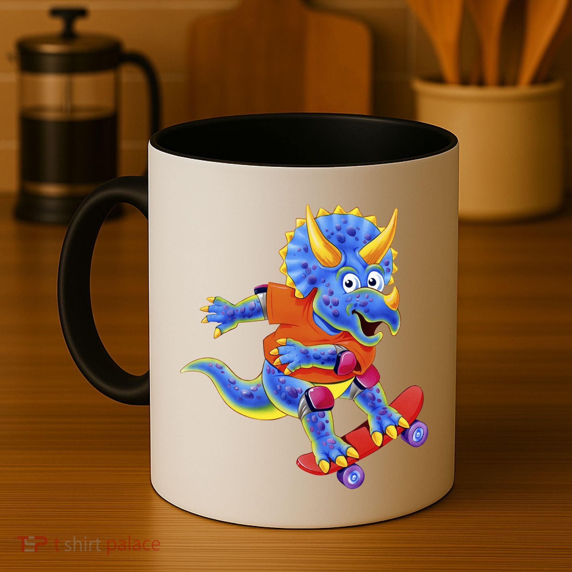 Skateboard Triceratops Coffee Mug