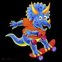 Skateboard Triceratops Ornament thumb 1