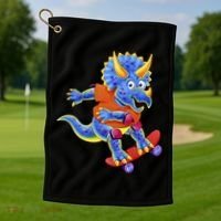 Skateboard Triceratops Golf Towel thumb 1
