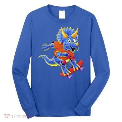 Skateboard Triceratops Long Sleeve Shirt