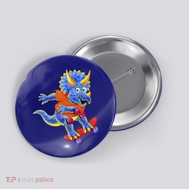Skateboard Triceratops Button