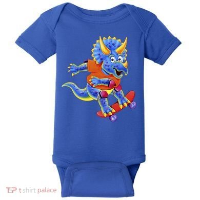 Skateboard Triceratops Baby Bodysuit