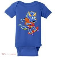 Skateboard Triceratops Baby Bodysuit thumb 0