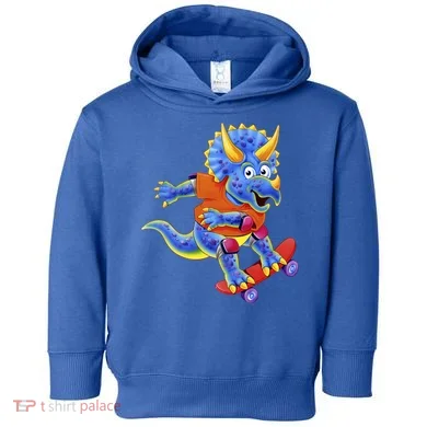 Skateboard Triceratops Toddler Hoodie