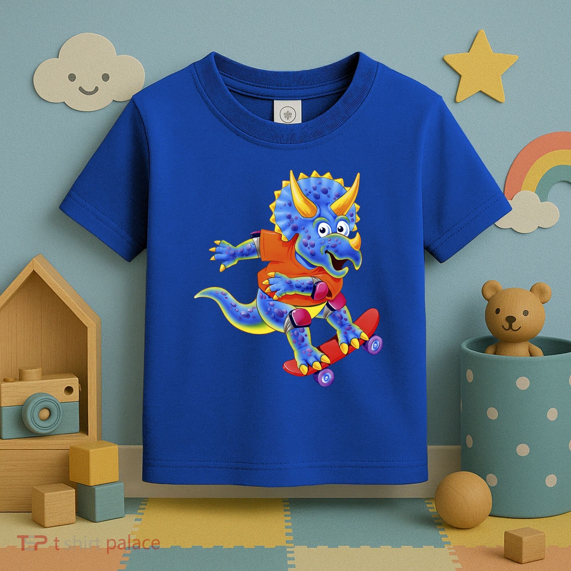 Skateboard Triceratops Toddler T-Shirt