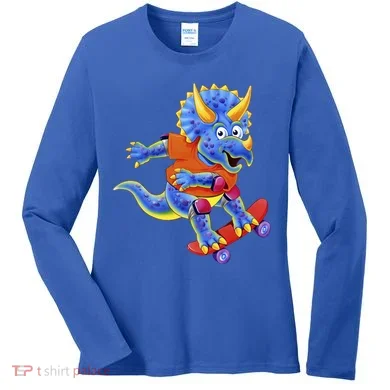 Skateboard Triceratops Women's Long Sleeve Shirt