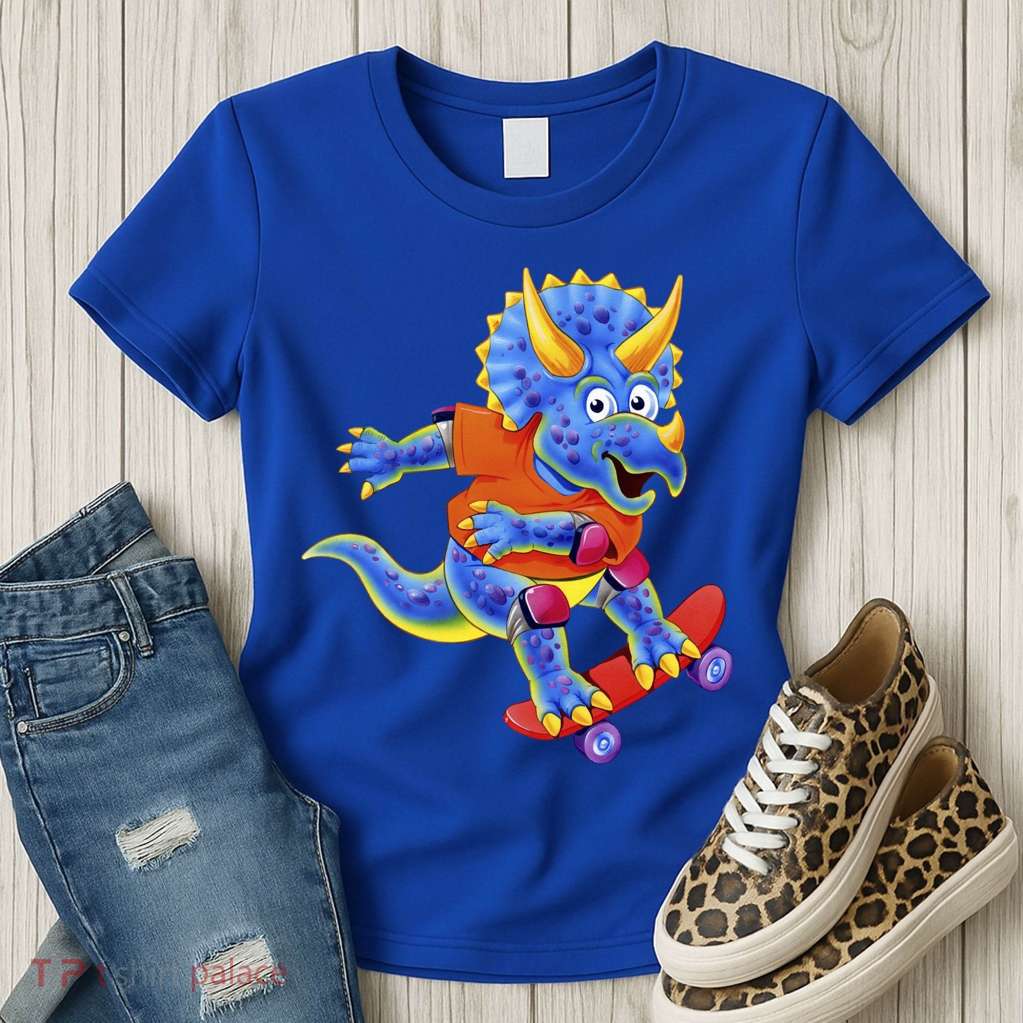 Skateboard Triceratops Women's T-Shirt