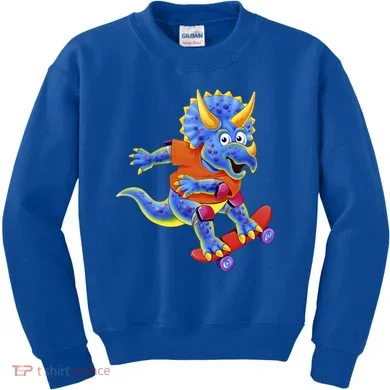 Skateboard Triceratops Kids Sweatshirt