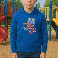 Skateboard Triceratops Kids Hoodie thumb 2
