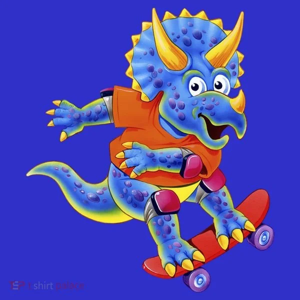 Skateboard Triceratops Kids Long Sleeve Shirt