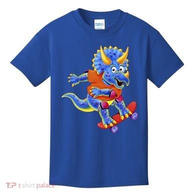 Skateboard Triceratops Kids T-Shirt