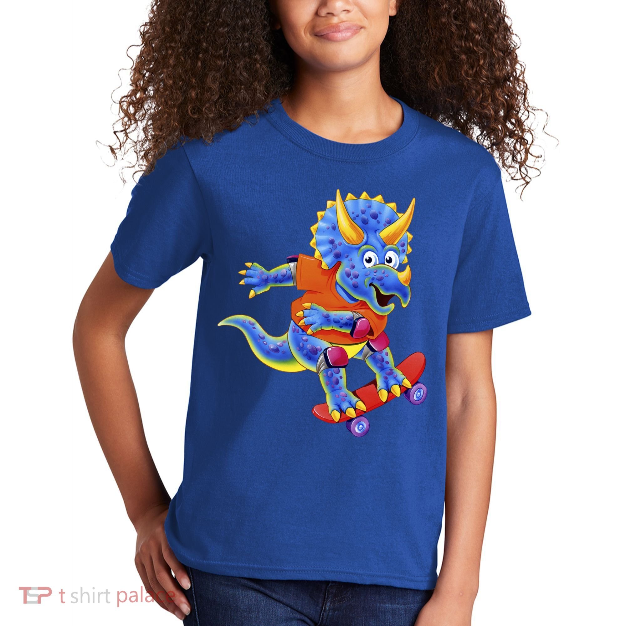 Skateboard Triceratops Kids T-Shirt