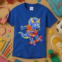 Skateboard Triceratops Kids T-Shirt thumb 3