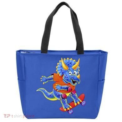 Skateboard Triceratops Tote Bag