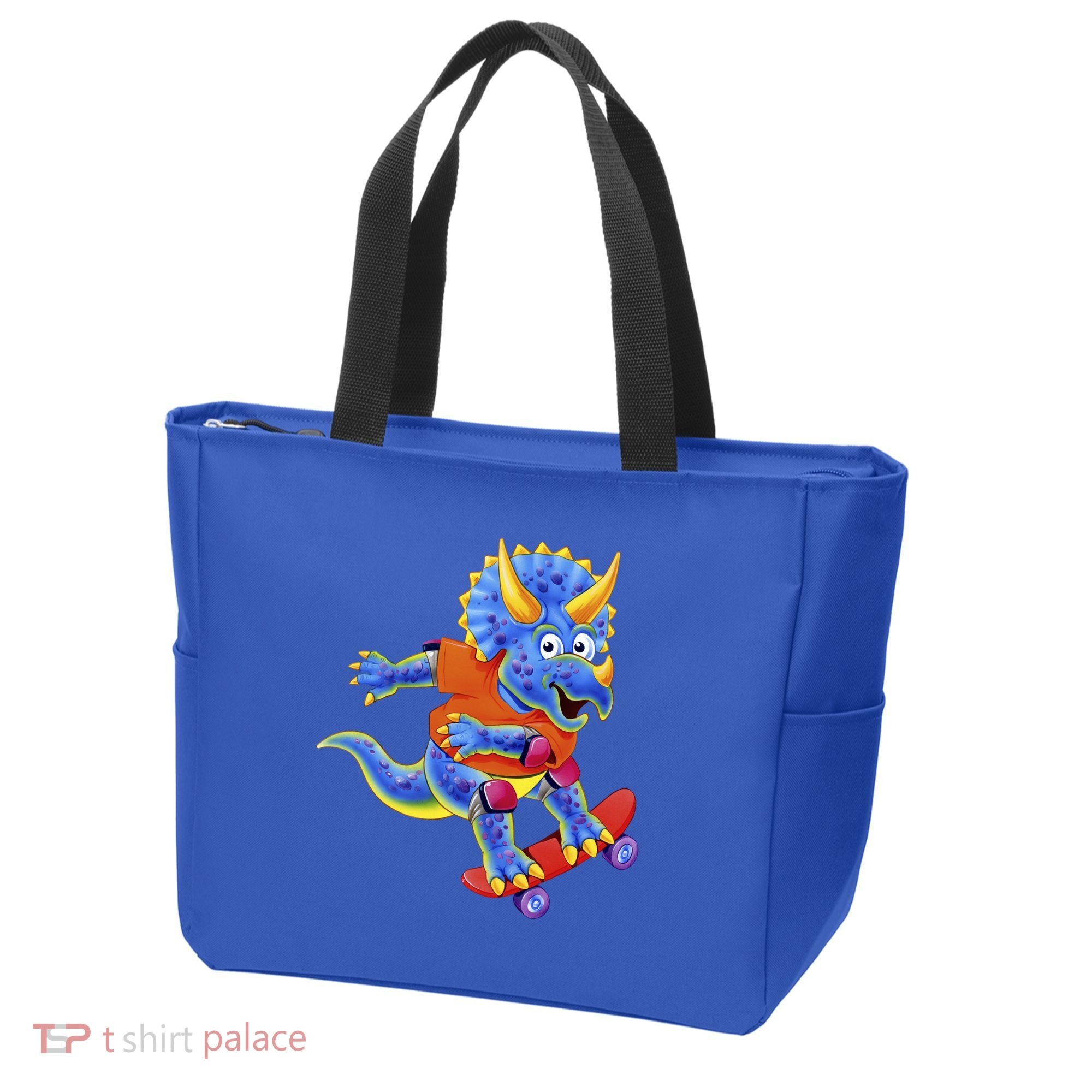 Skateboard Triceratops Tote Bag