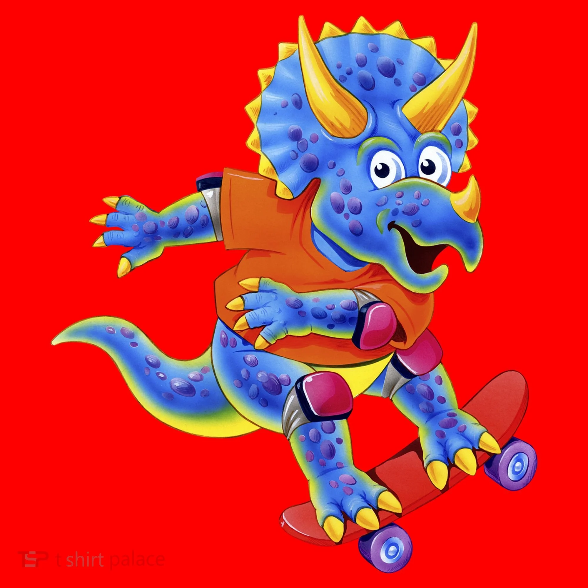 Skateboard Triceratops Santa Hat