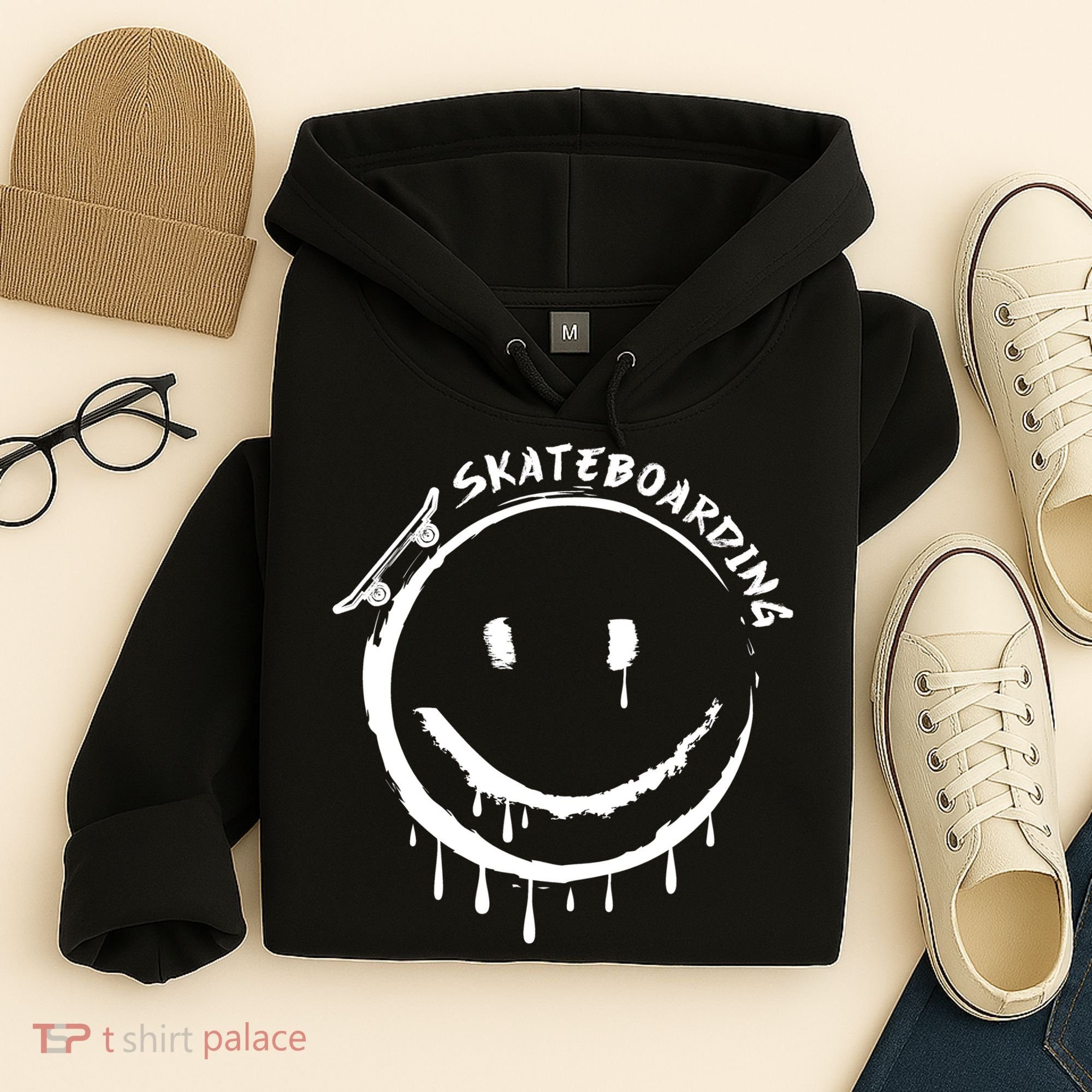 Skateboarding Graffiti Smile Face Hoodie