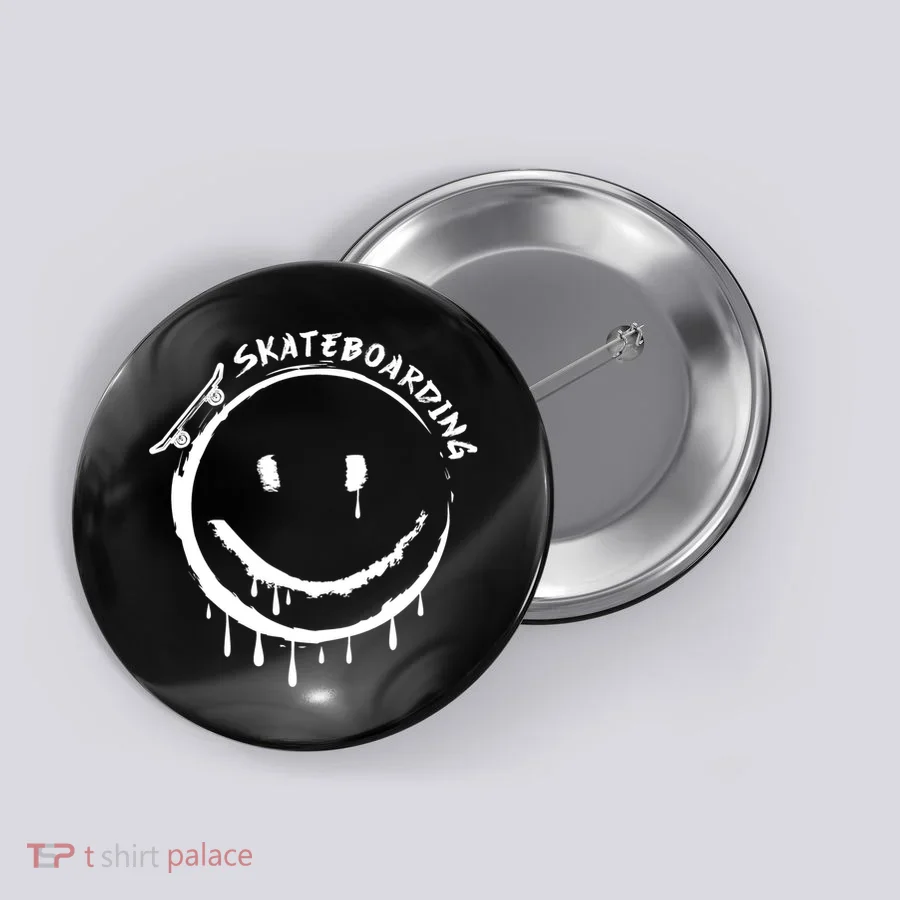 Skateboarding Graffiti Smile Face Button