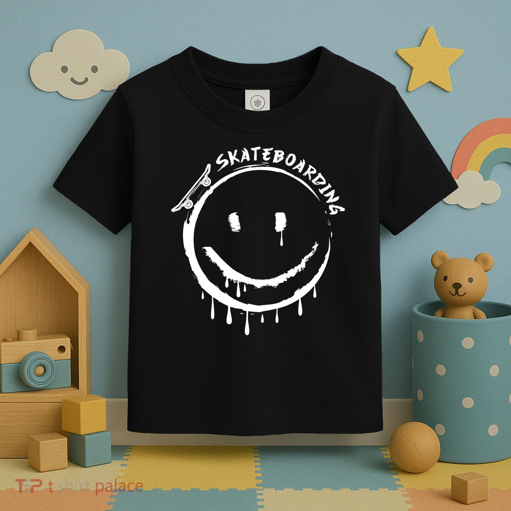 Skateboarding Graffiti Smile Face Toddler T-Shirt