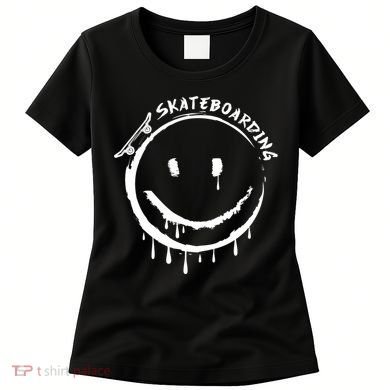 Skateboarding Graffiti Smile Face Women's T-Shirt