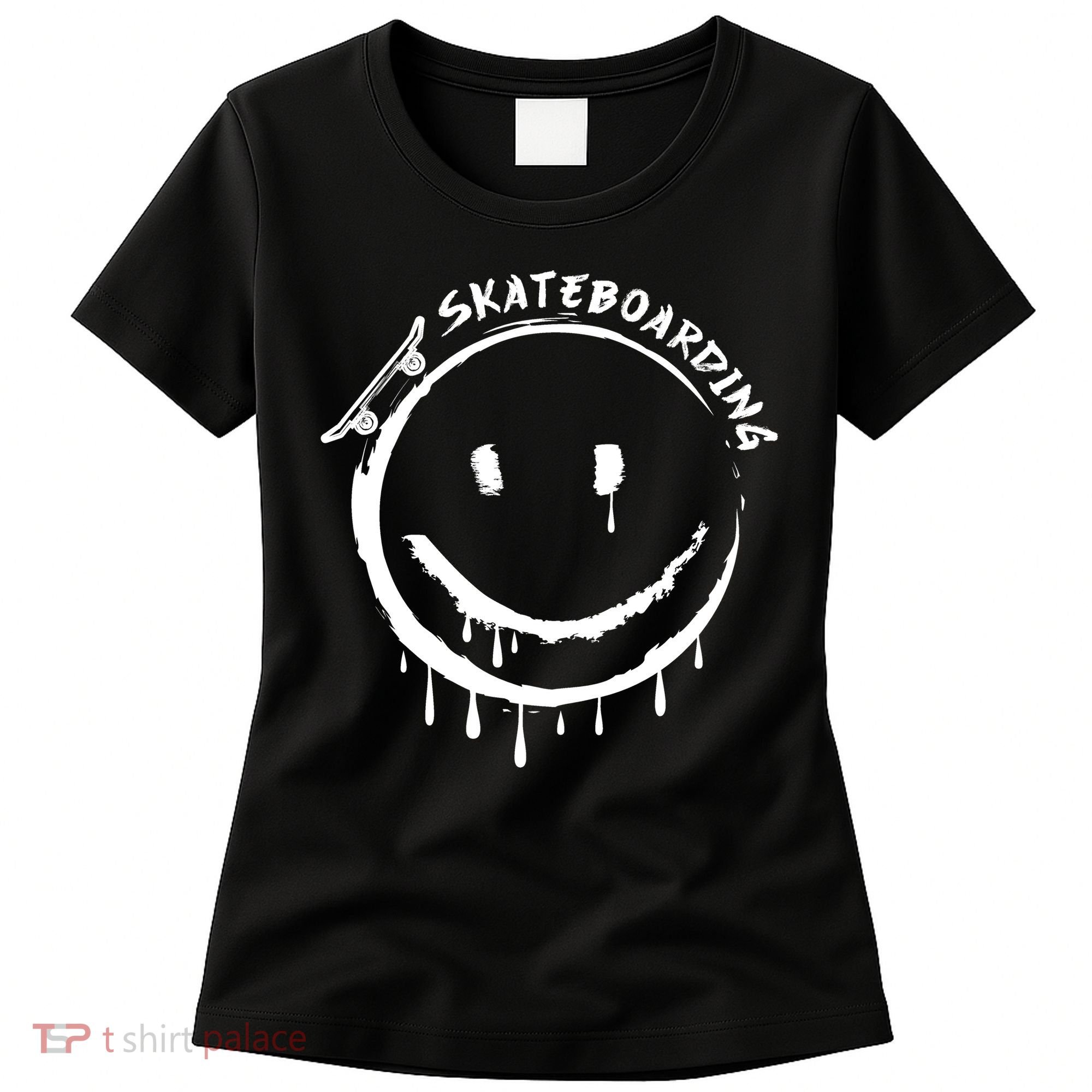 Skateboarding Graffiti Smile Face Women's T-Shirt
