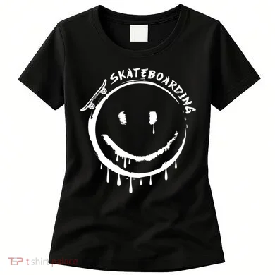 Skateboarding Graffiti Smile Face Women's T-Shirt
