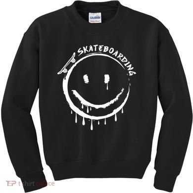 Skateboarding Graffiti Smile Face Kids Sweatshirt