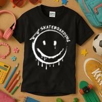 Skateboarding Graffiti Smile Face Kids T-Shirt thumb 3