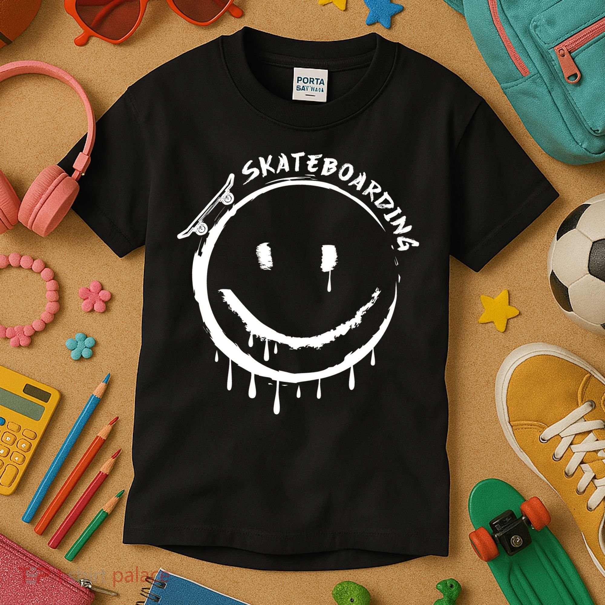 Skateboarding Graffiti Smile Face Kids T-Shirt