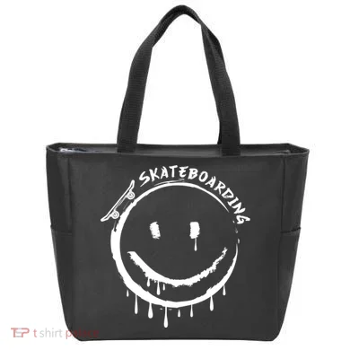 Skateboarding Graffiti Smile Face Tote Bag