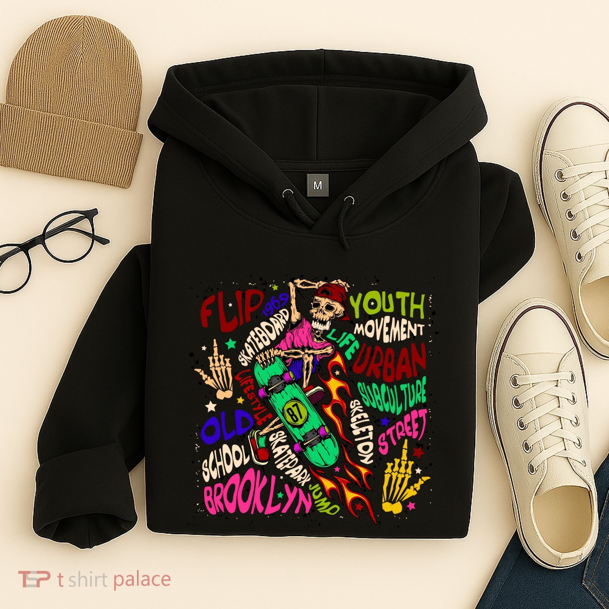 Skateboarding Skeleton Dude Hoodie