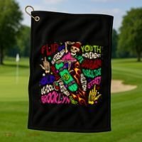 Skateboarding Skeleton Dude Golf Towel thumb 1