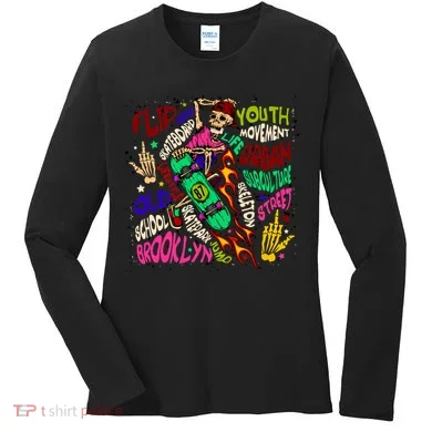 Skateboarding Skeleton Dude Women's Long Sleeve Shirt