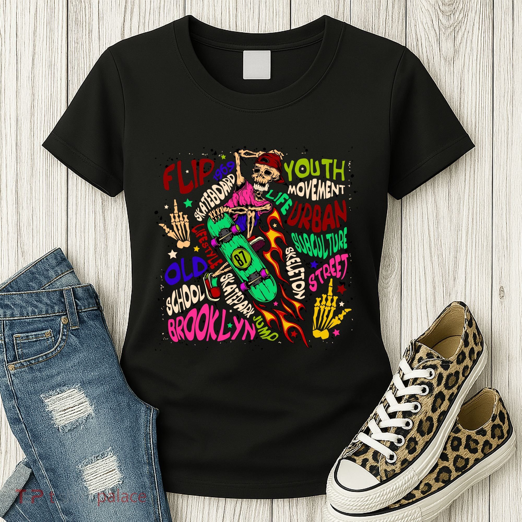 Skateboarding Skeleton Dude Women's T-Shirt