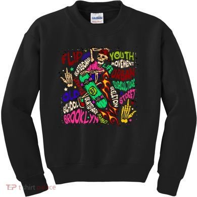 Skateboarding Skeleton Dude Kids Sweatshirt
