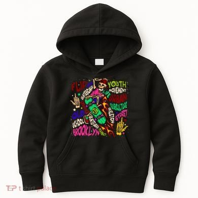 Skateboarding Skeleton Dude Kids Hoodie