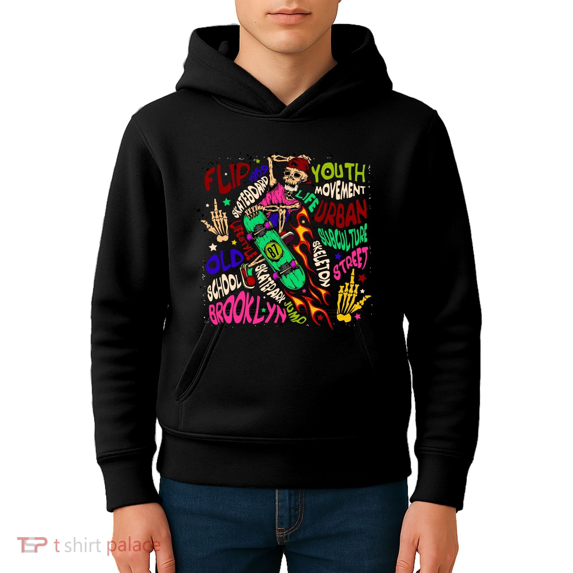 Skateboarding Skeleton Dude Kids Hoodie