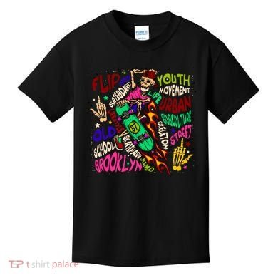 Skateboarding Skeleton Dude Kids T-Shirt