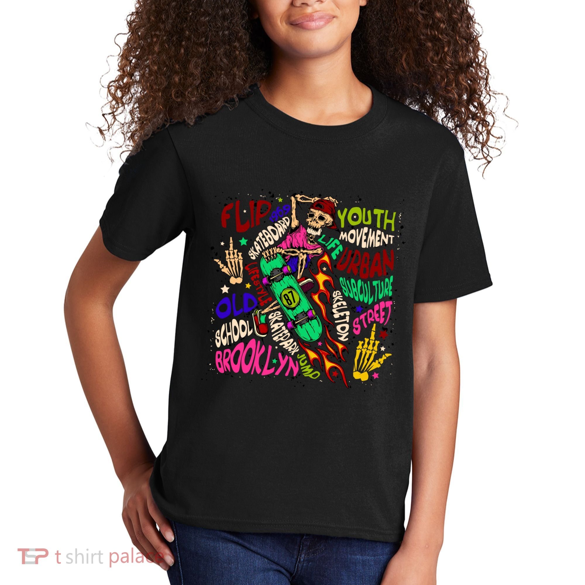 Skateboarding Skeleton Dude Kids T-Shirt