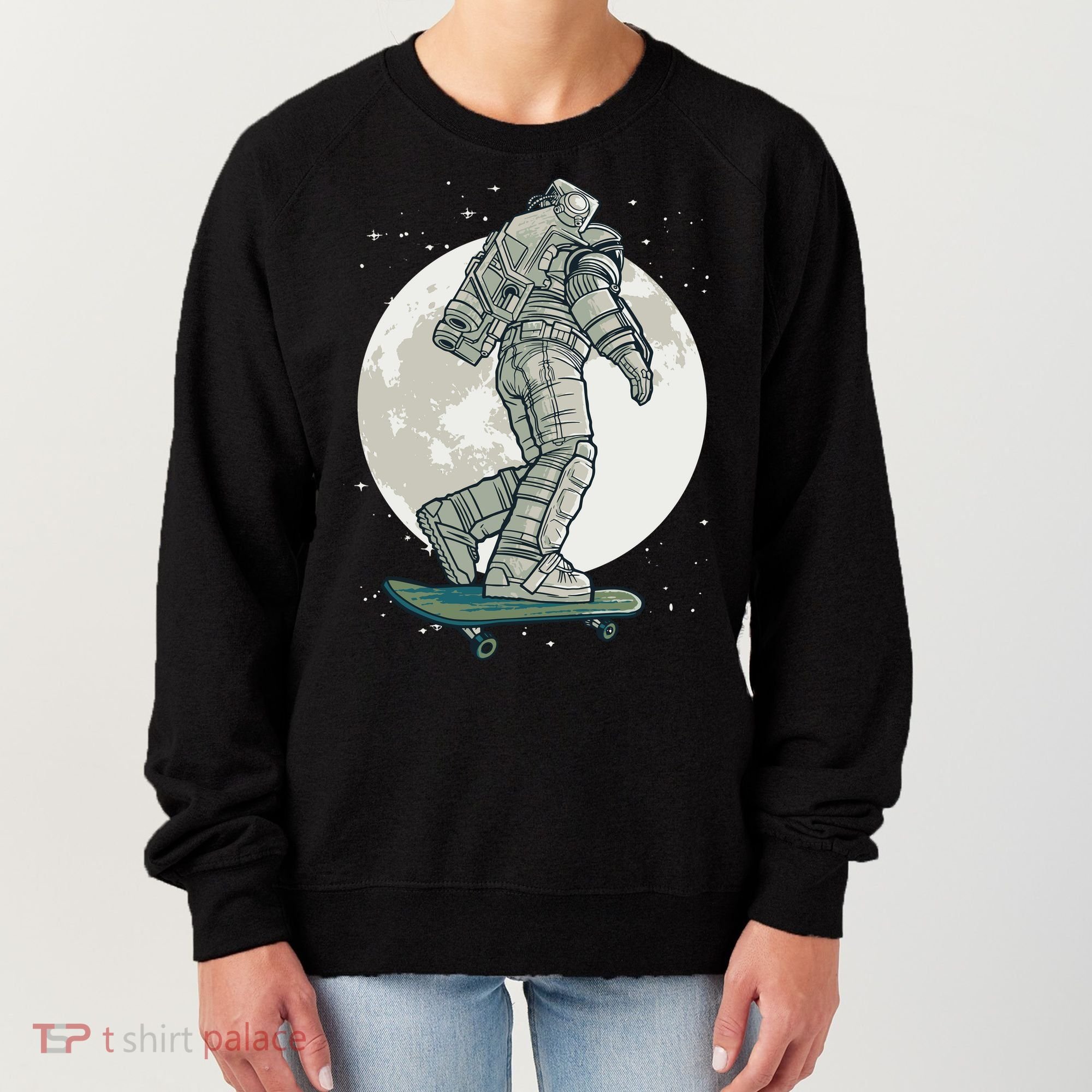 Skater Astronaut Moon Women's Sweatshirt